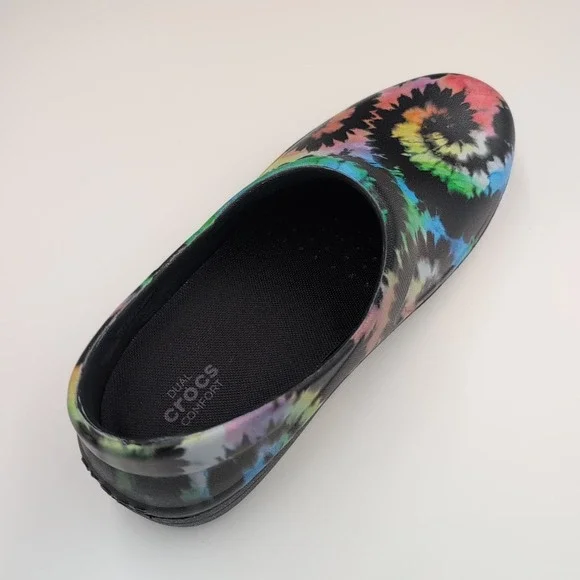 Crocs Neria Pro II Graphic Work Clogs Slip Resistant Tie Dye Women's Sz 9 W NWOB - Picture 14 of 16